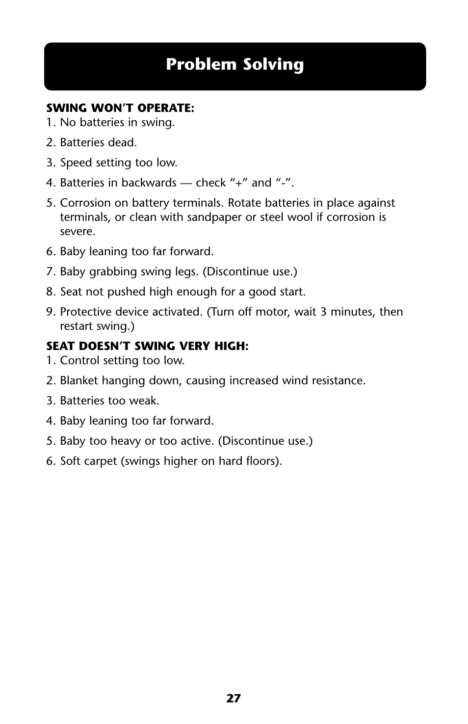 Problem solving | Graco ISPS031AA User Manual | Page 27 / 40