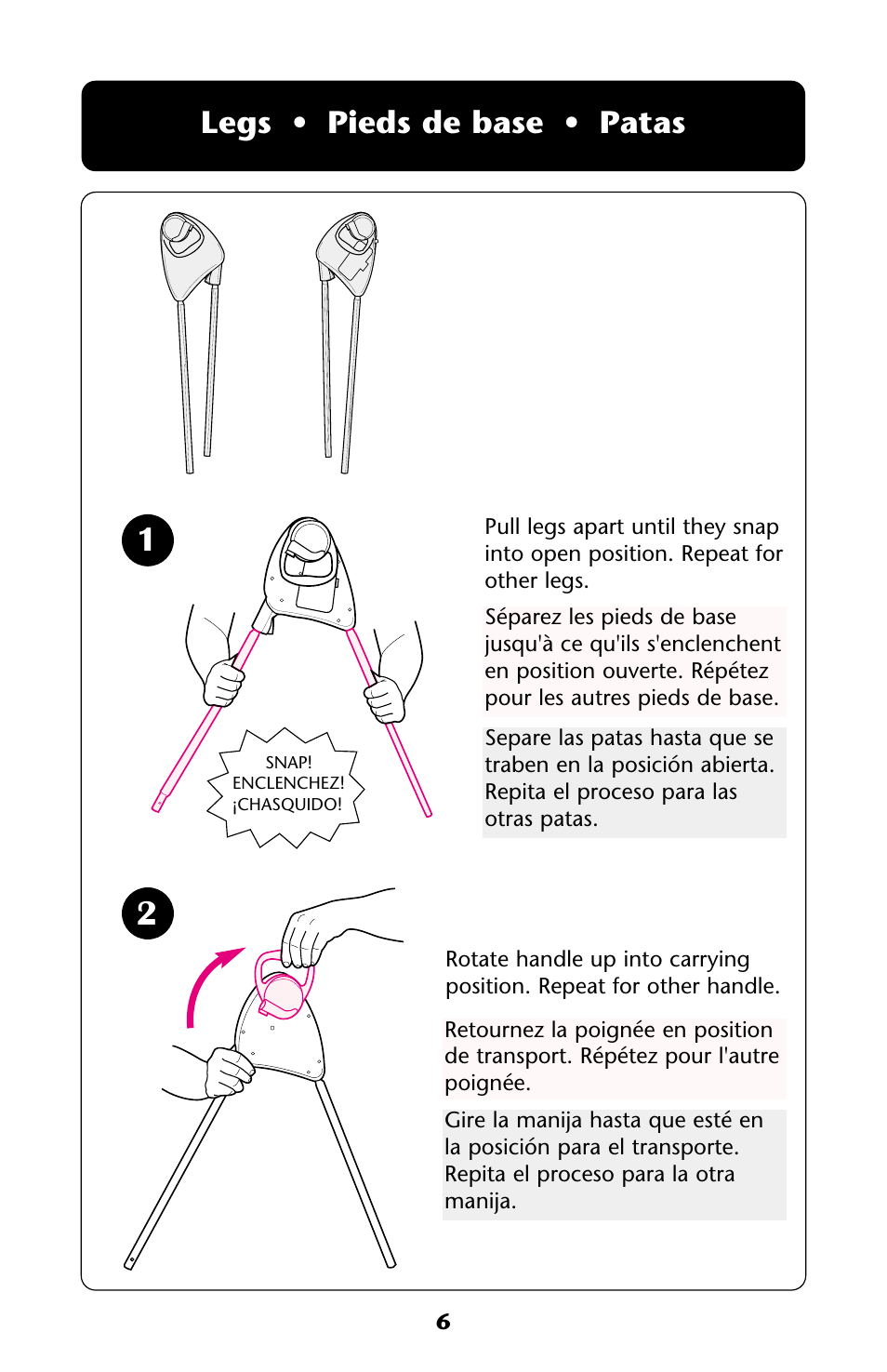 Legs • pieds de base • patas | Graco ISPS031AA User Manual | Page 6 / 40