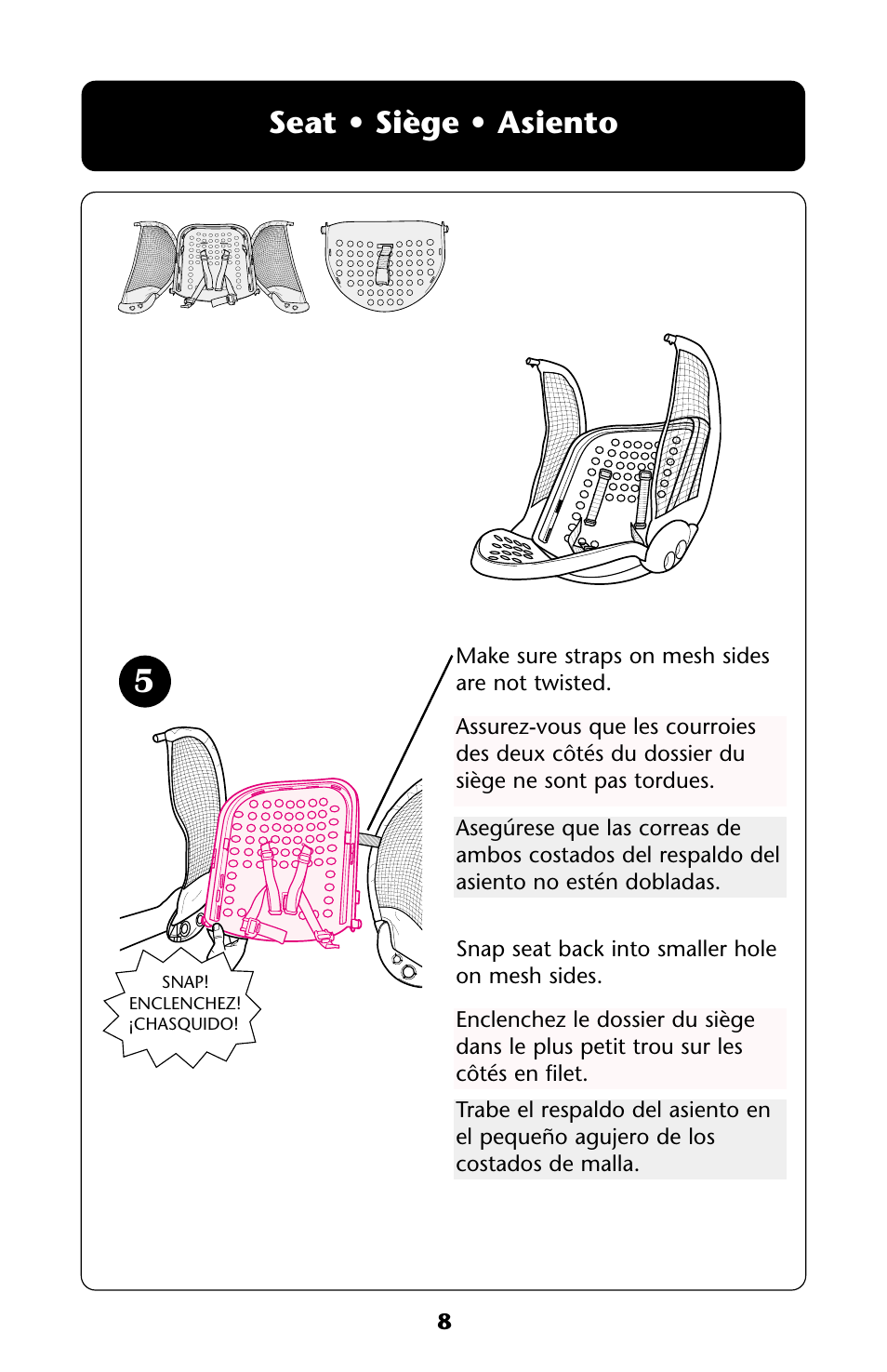 Seat • siège • asiento | Graco ISPS031AA User Manual | Page 8 / 40