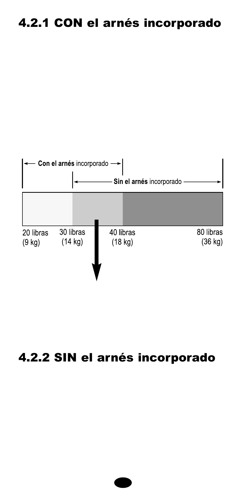 2 sin el arnés incorporado, 1 con el arnés incorporado | Graco 8486 User Manual | Page 47 / 74