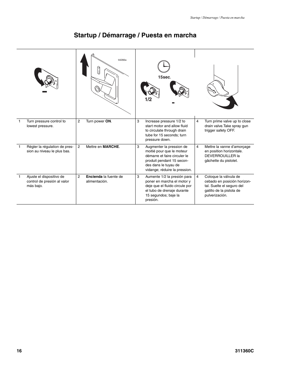 Startup / démarrage / puesta en marcha | Graco 311360C User Manual | Page 16 / 32