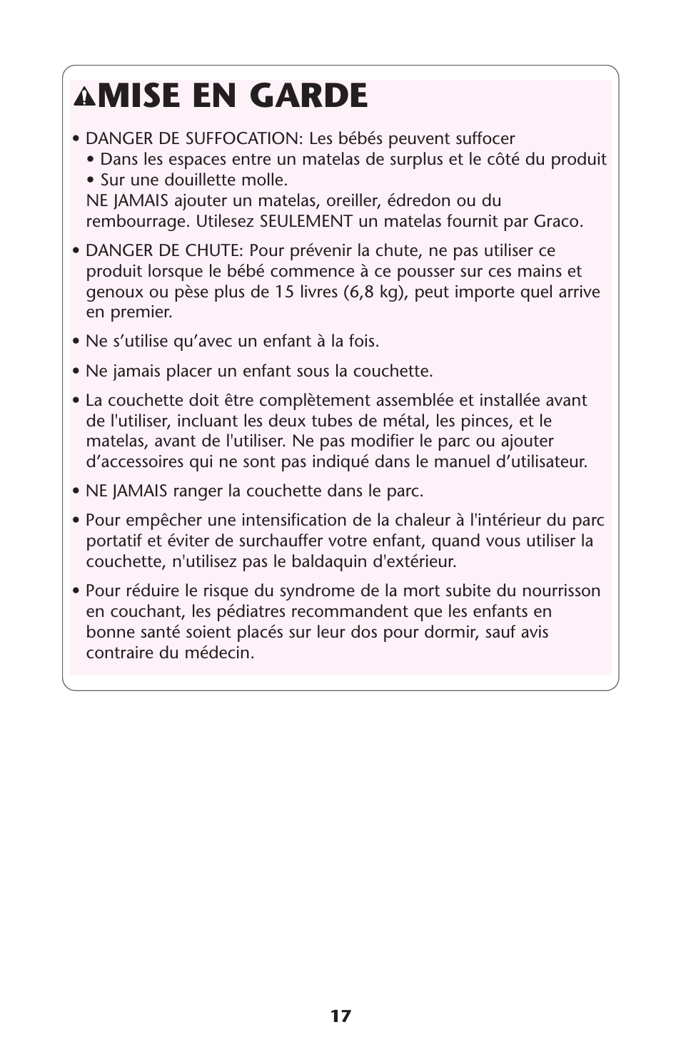 Mise en garde | Graco ISPP072AB User Manual | Page 17 / 28