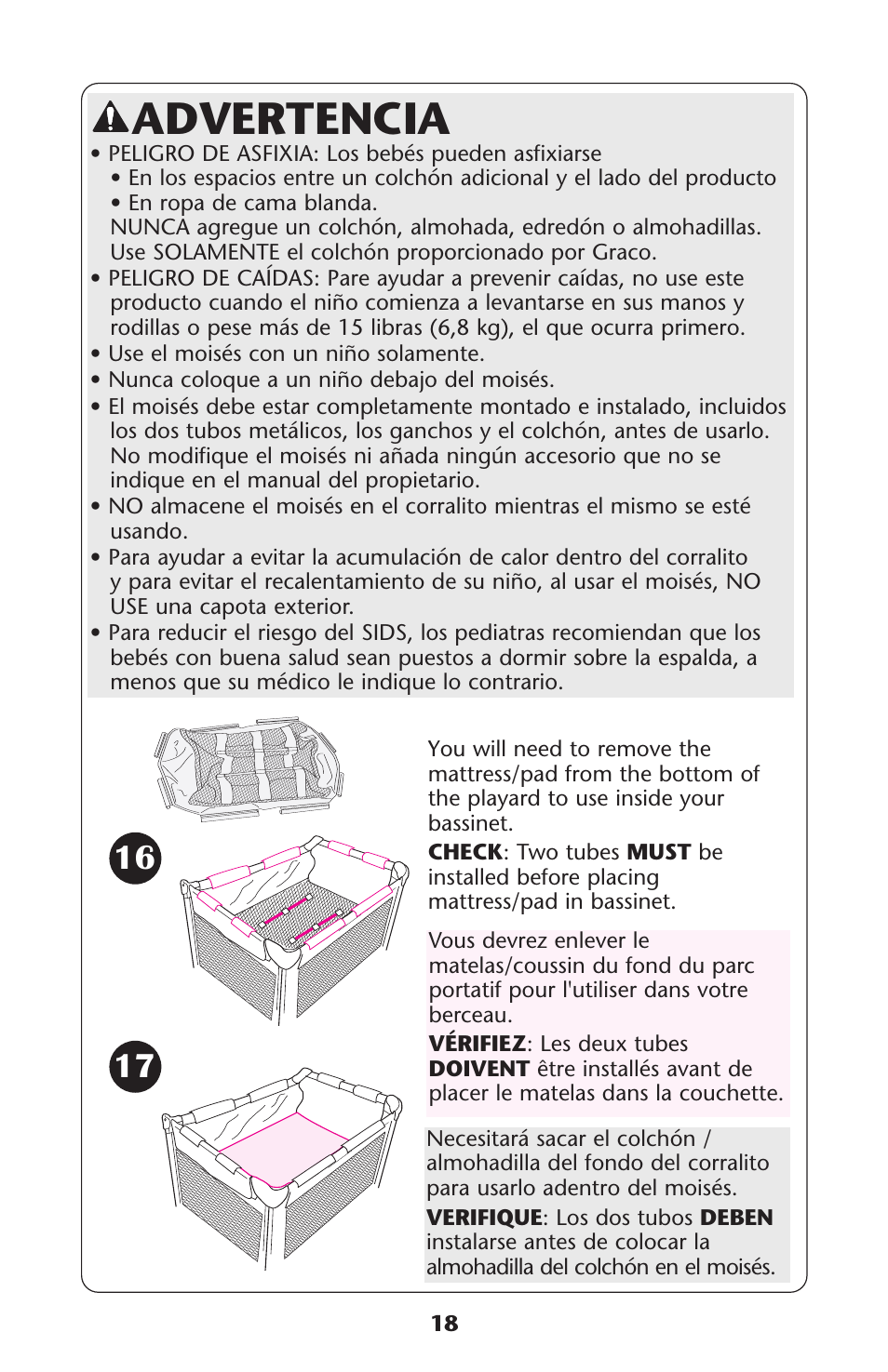 Advertencia | Graco ISPP072AB User Manual | Page 18 / 28
