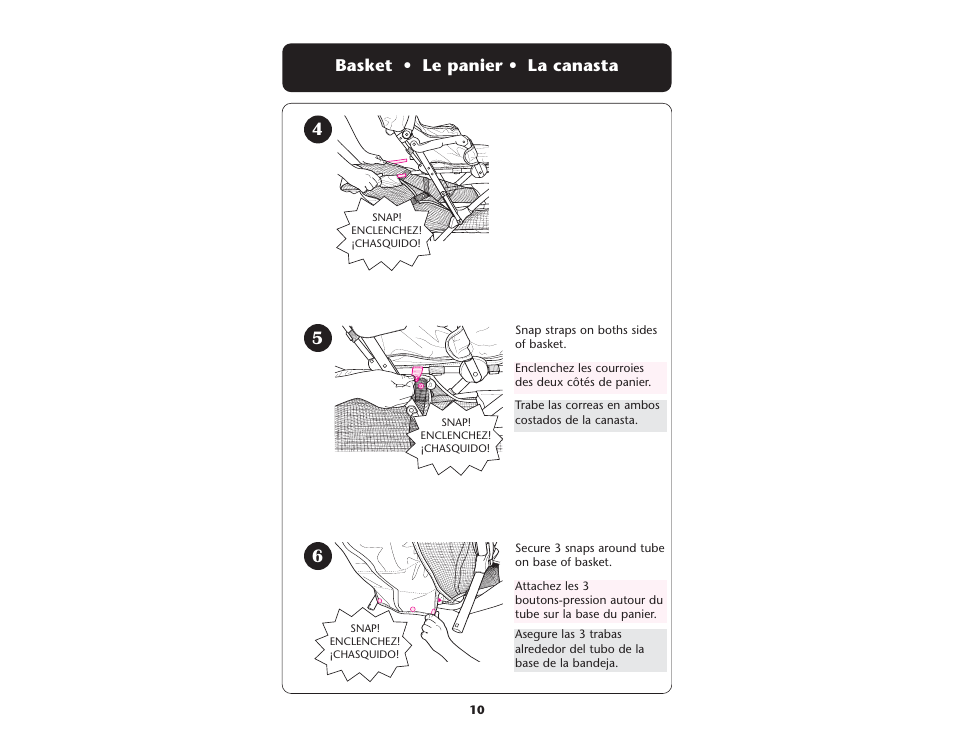 Basket • le panier • la canasta | Graco ISPA067AE User Manual | Page 10 / 125