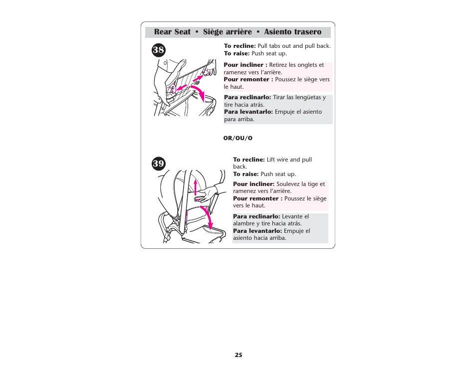 Rear seat • siège arrière • asiento trasero | Graco ISPA067AE User Manual | Page 25 / 125