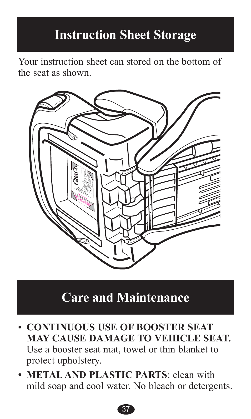 Instruction sheet storage, Care and maintenance, Care and maintenance -38 | Graco PD141229A User Manual | Page 37 / 80