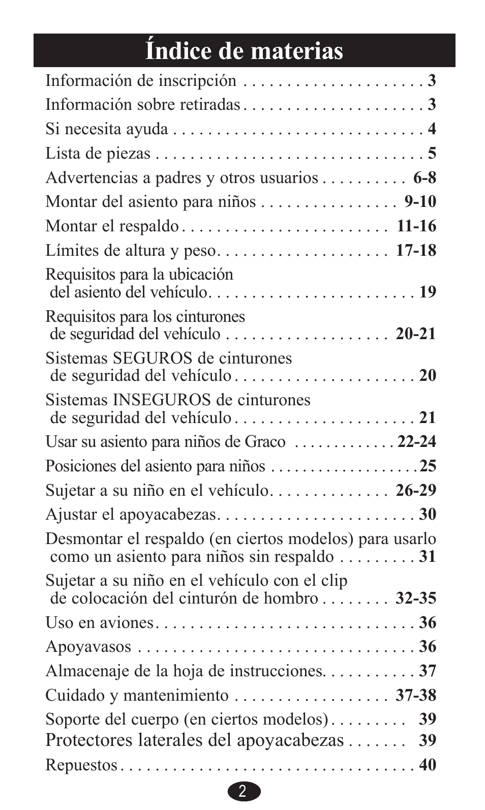 Índice de materias | Graco PD141229A User Manual | Page 42 / 80