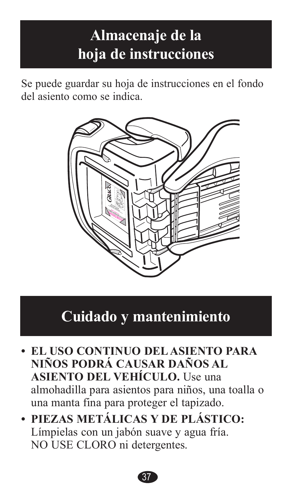 Almacenaje de la hoja de instrucciones, Cuidado y mantenimiento | Graco PD141229A User Manual | Page 77 / 80