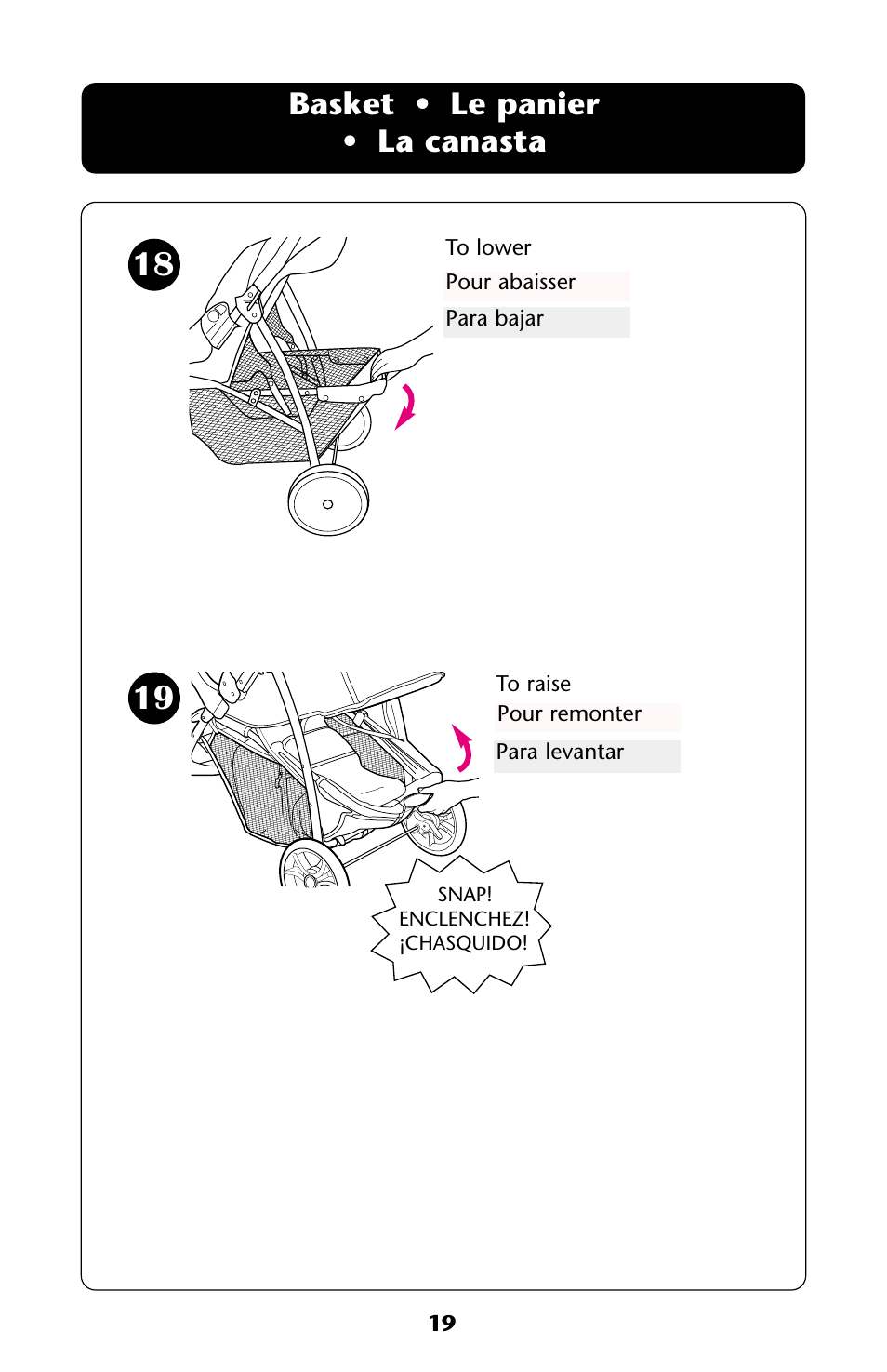 Basket • le panier • la canasta | Graco ISPA118AA User Manual | Page 19 / 40