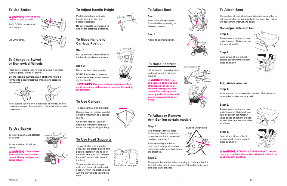 Adjustable arm bar, Non-adjustable arm bar | Graco 7825 User Manual | Page 6 / 8