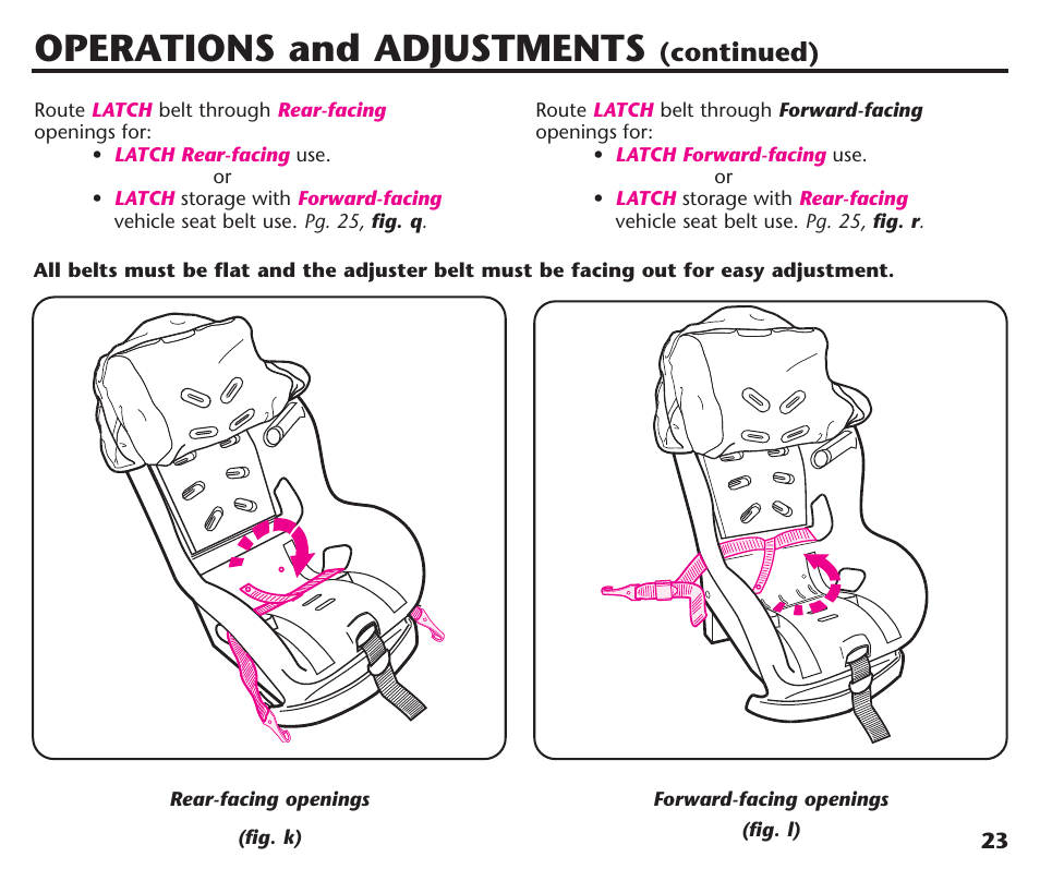 Operations and adjustments, Continued) | Graco ComfortSport ISPC123BA User Manual | Page 25 / 88