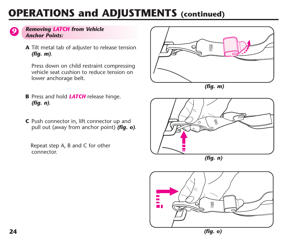 Operations and adjustments, Continued) | Graco ComfortSport ISPC123BA User Manual | Page 26 / 88