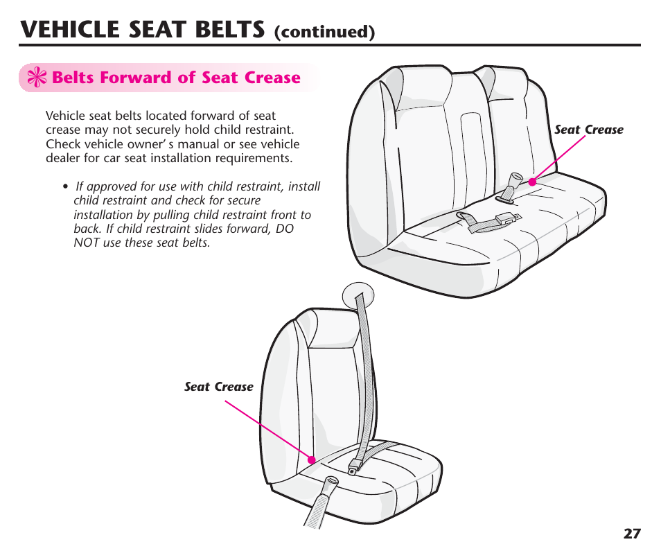 Vehicle seat belts | Graco ComfortSport ISPC123BA User Manual | Page 29 / 88