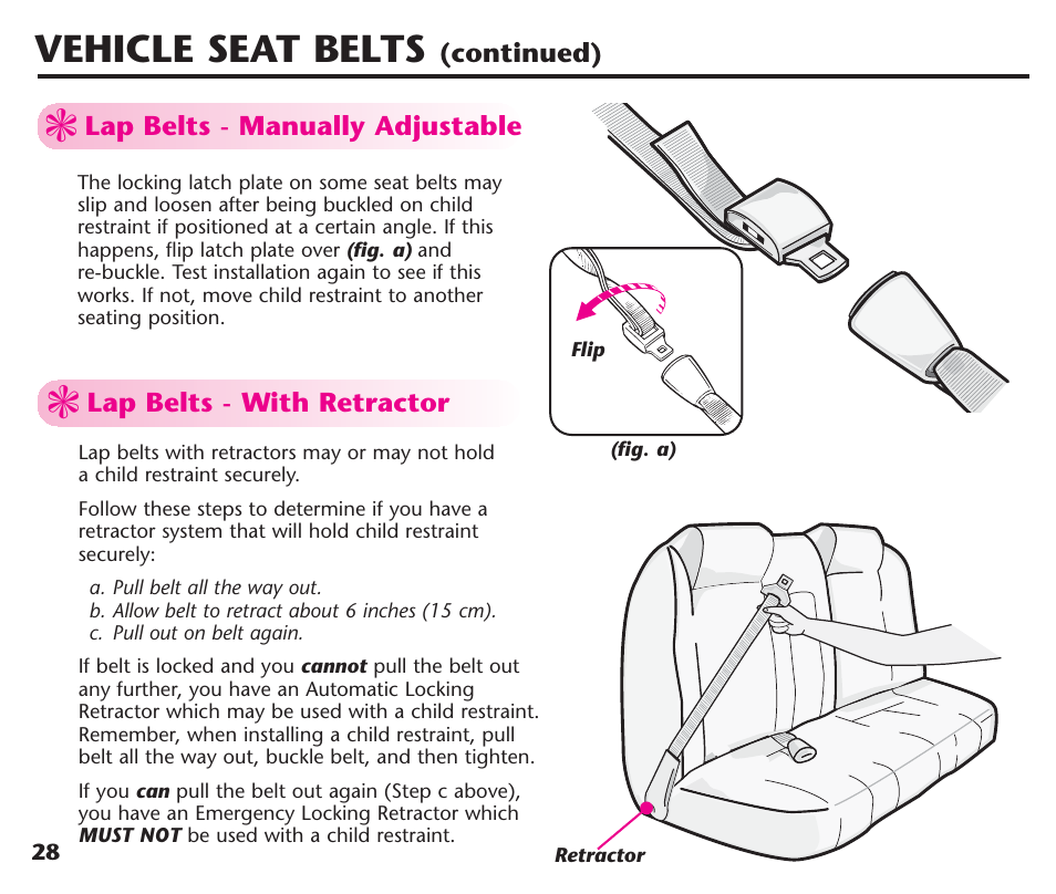 Vehicle seat belts | Graco ComfortSport ISPC123BA User Manual | Page 30 / 88