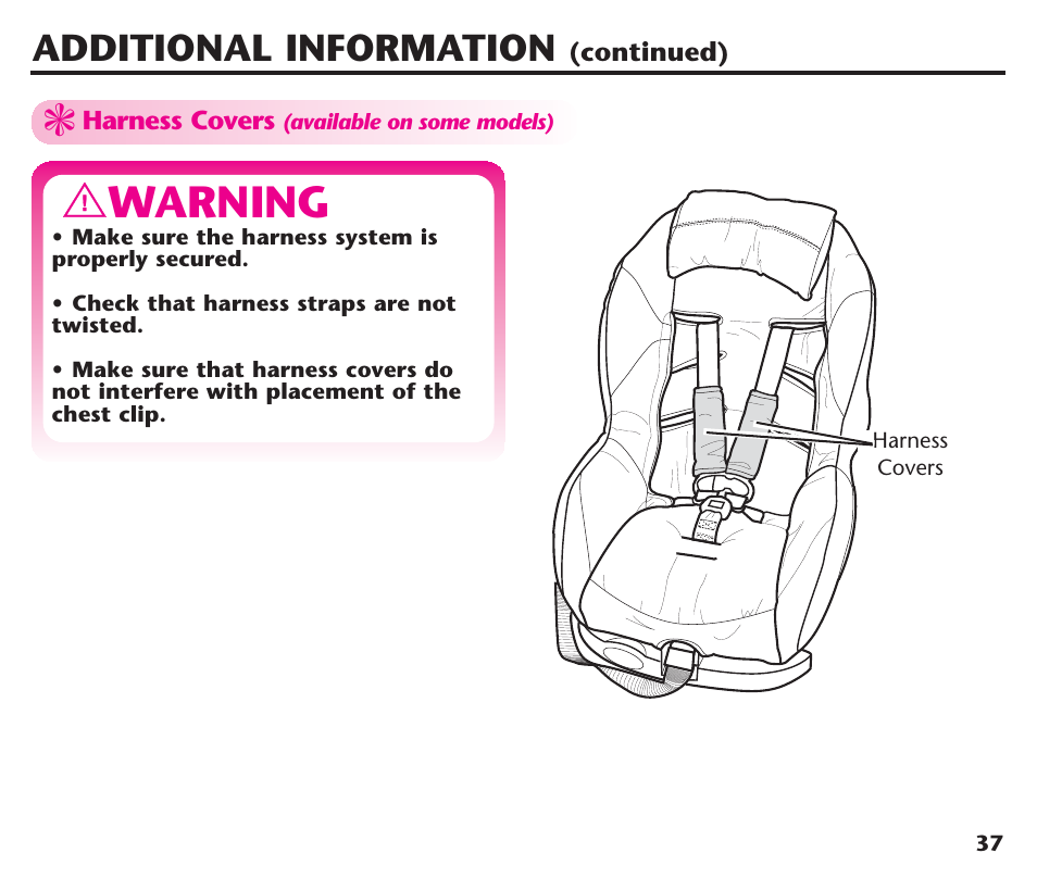 Warning, Additional information | Graco ComfortSport ISPC123BA User Manual | Page 39 / 88