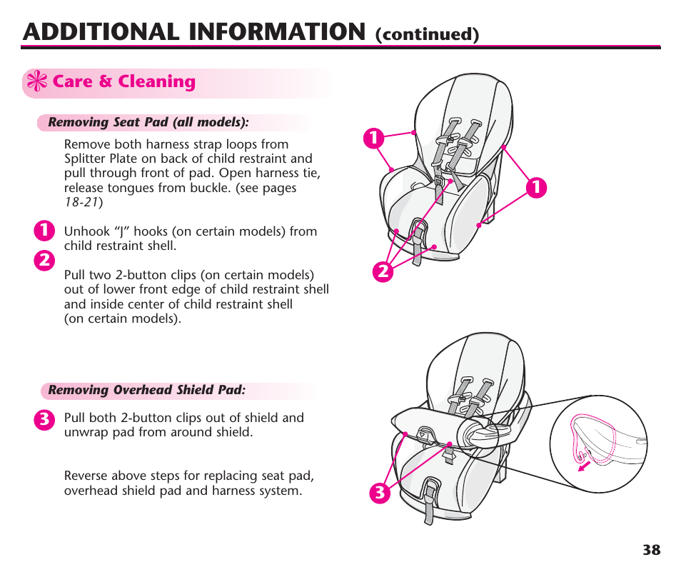 Additional information | Graco ComfortSport ISPC123BA User Manual | Page 40 / 88