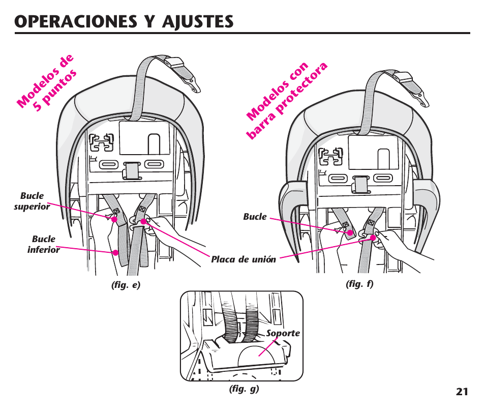 Operaciones y ajustes | Graco ComfortSport ISPC123BA User Manual | Page 67 / 88