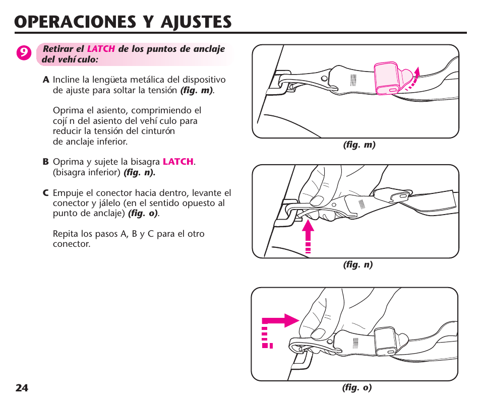 Operaciones y ajustes | Graco ComfortSport ISPC123BA User Manual | Page 70 / 88