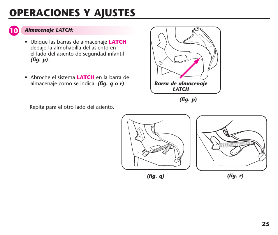 Operaciones y ajustes | Graco ComfortSport ISPC123BA User Manual | Page 71 / 88