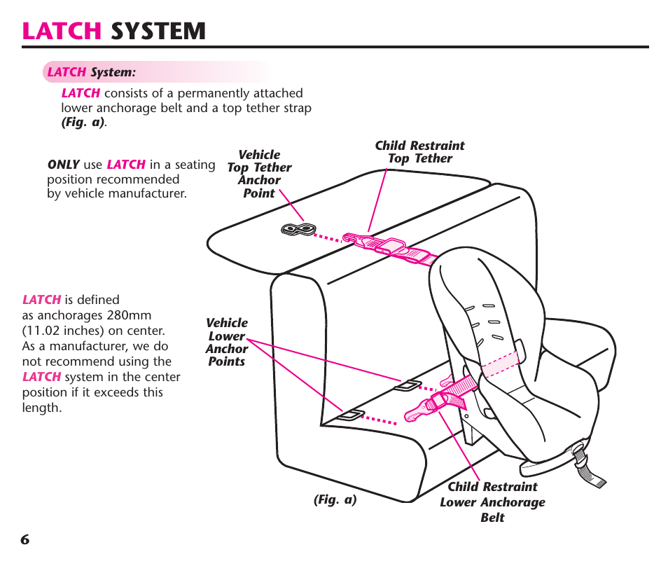 Latch system | Graco ComfortSport ISPC123BA User Manual | Page 8 / 88