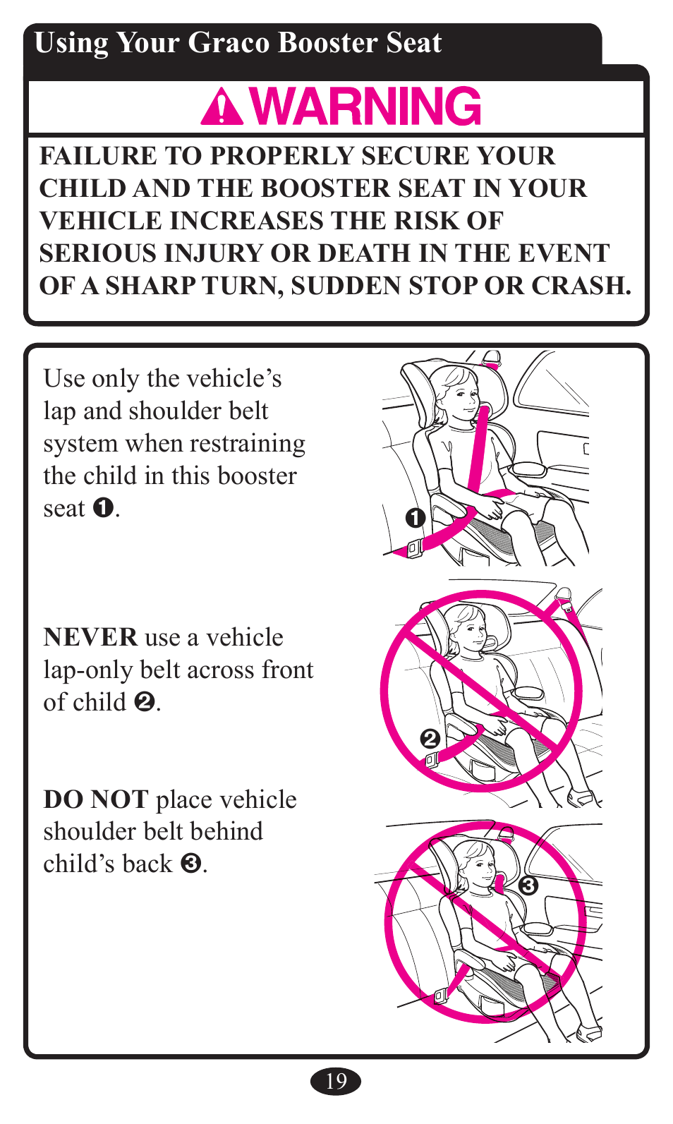 Using your graco booster seat | Graco Booster Seat User Manual | Page 19 / 72