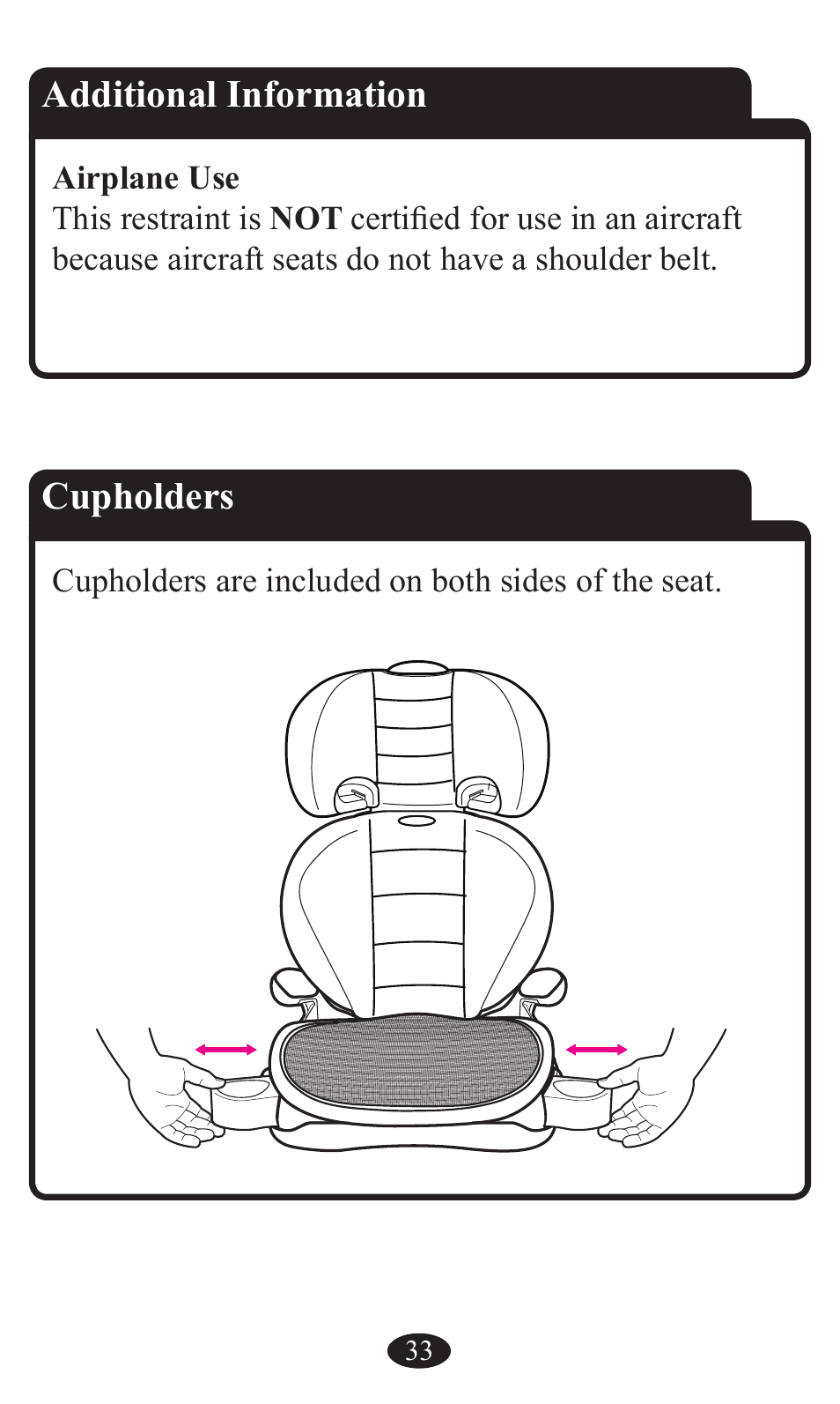 Additional information, Cupholders | Graco Booster Seat User Manual | Page 33 / 72