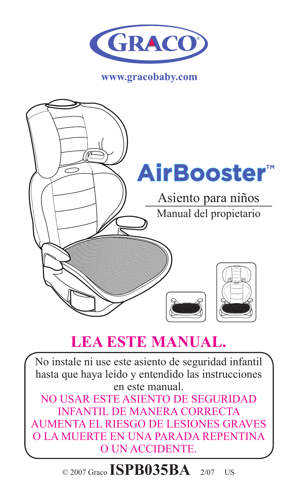 Ispb035ba, Lea este manual, Asiento para niños | Graco Booster Seat User Manual | Page 37 / 72