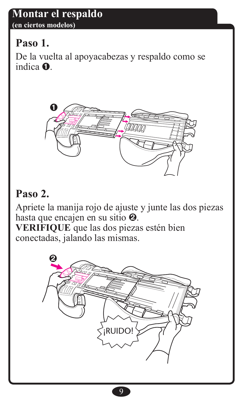 Montar el respaldo, Paso 1, Paso | Graco Booster Seat User Manual | Page 45 / 72
