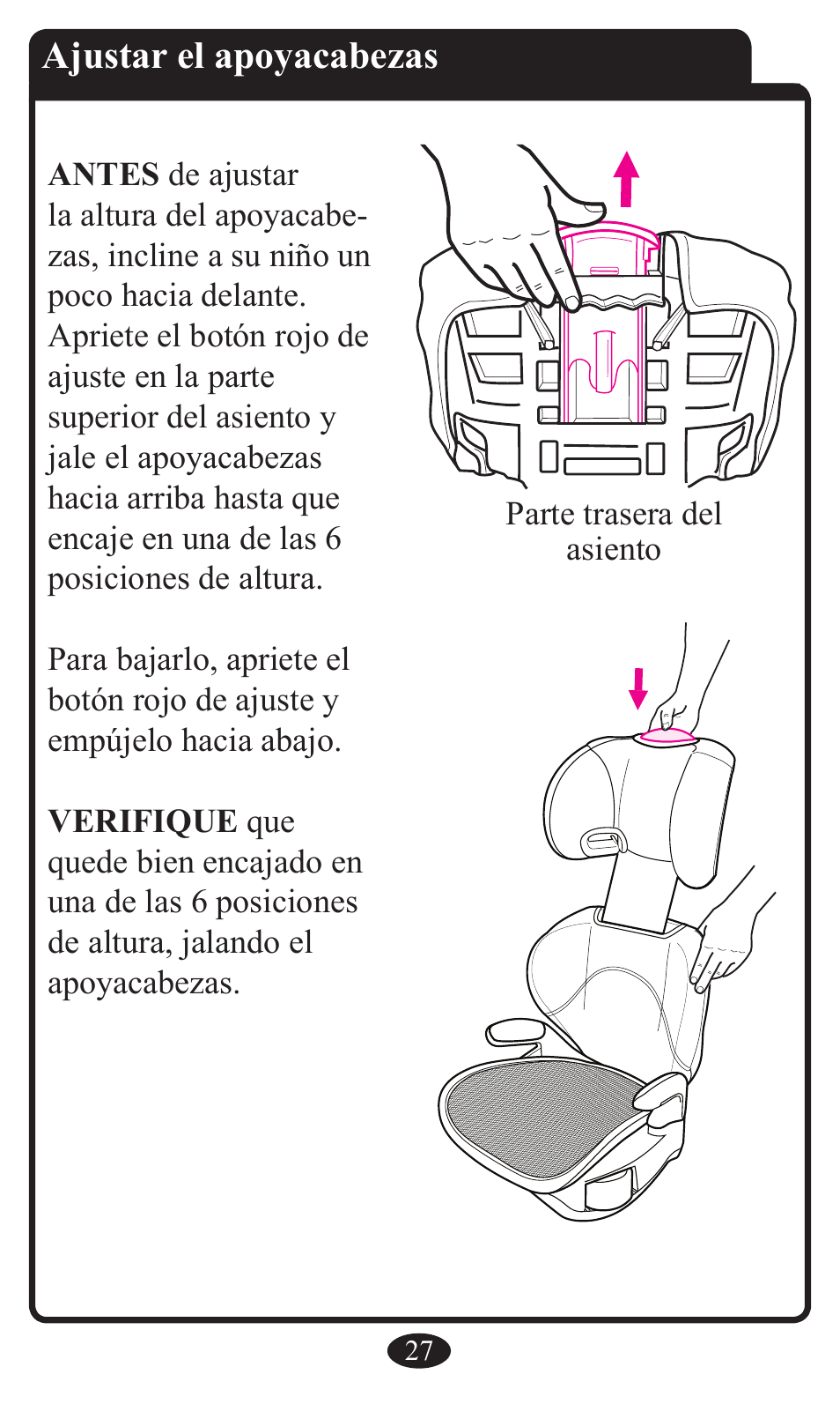 Ajustar el apoyacabezas | Graco Booster Seat User Manual | Page 63 / 72