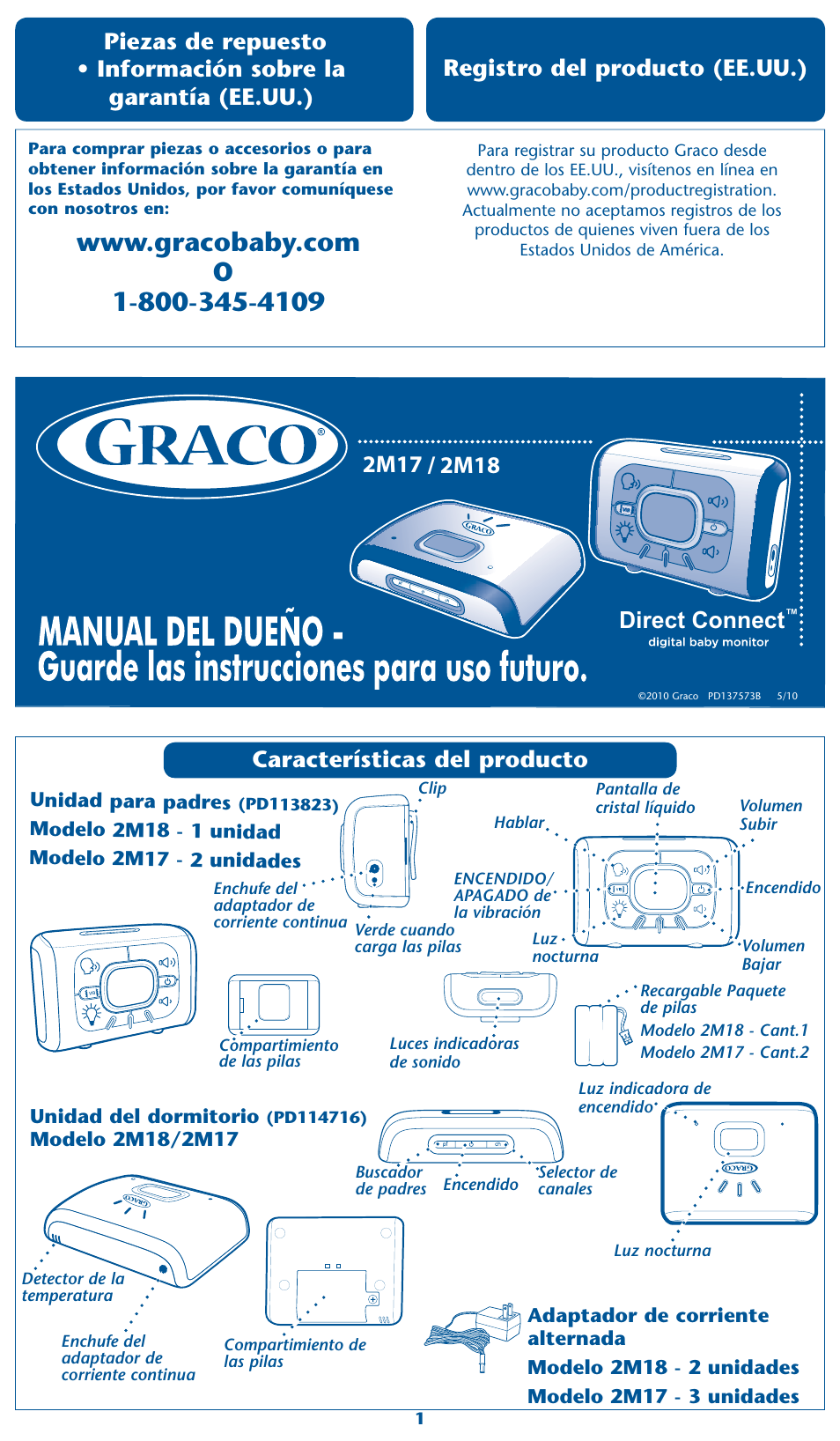 Direct connect, Características del producto, Registro del producto (ee.uu.) | Graco 2M17 User Manual | Page 7 / 12