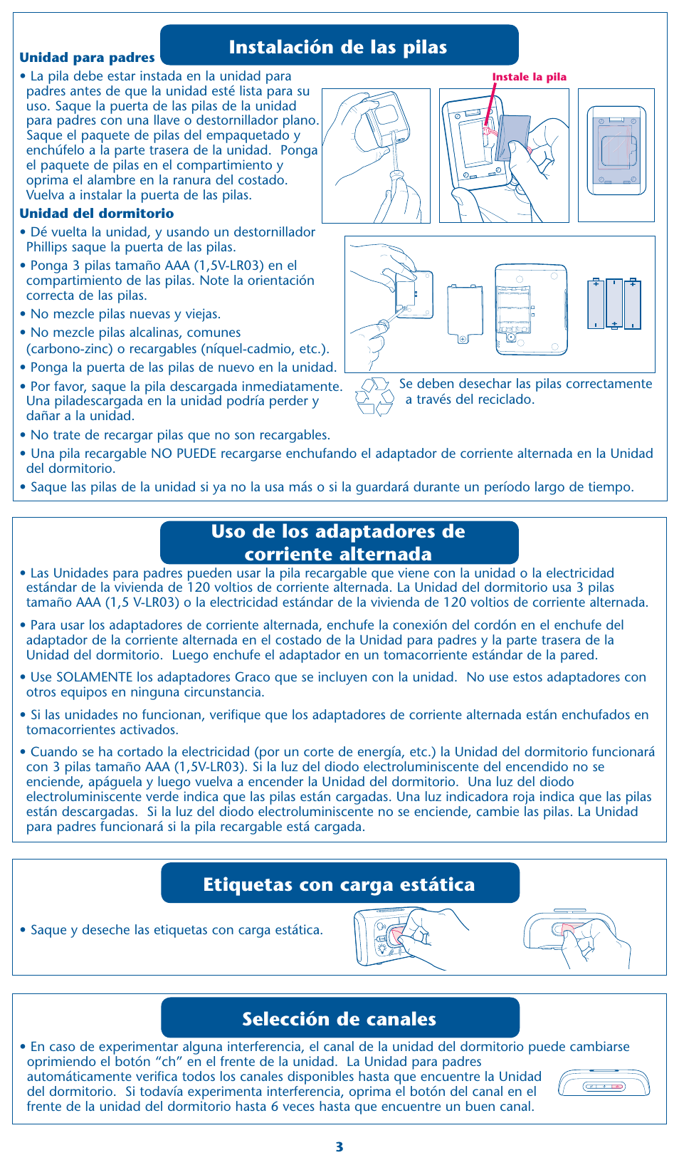 Etiquetas con carga estática, Selección de canales | Graco 2M17 User Manual | Page 9 / 12