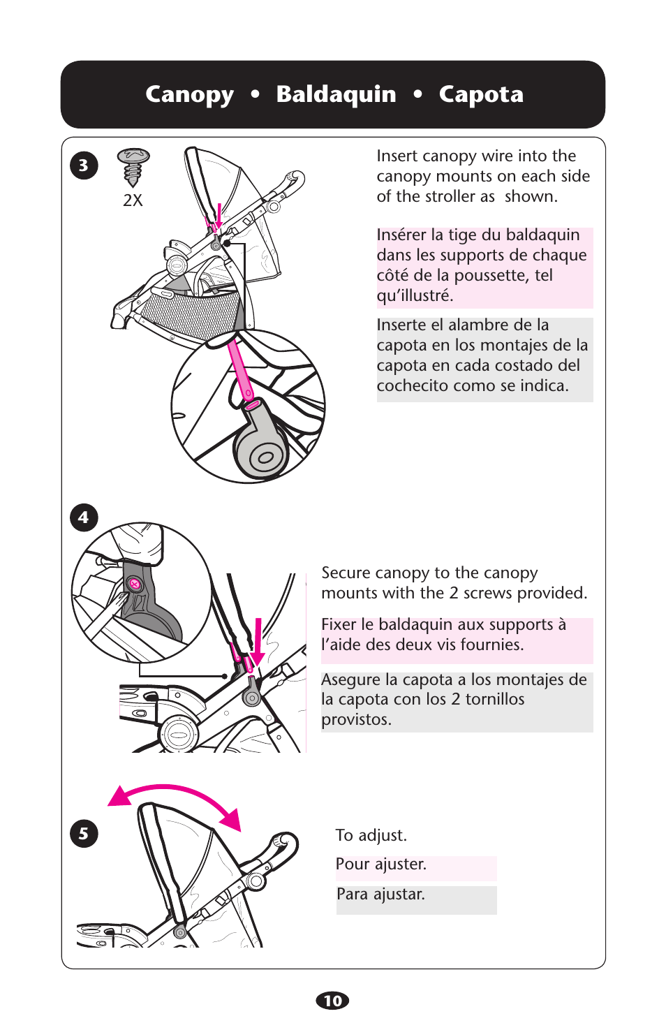 Canopy s | Graco Stylus 1759703 User Manual | Page 10 / 124