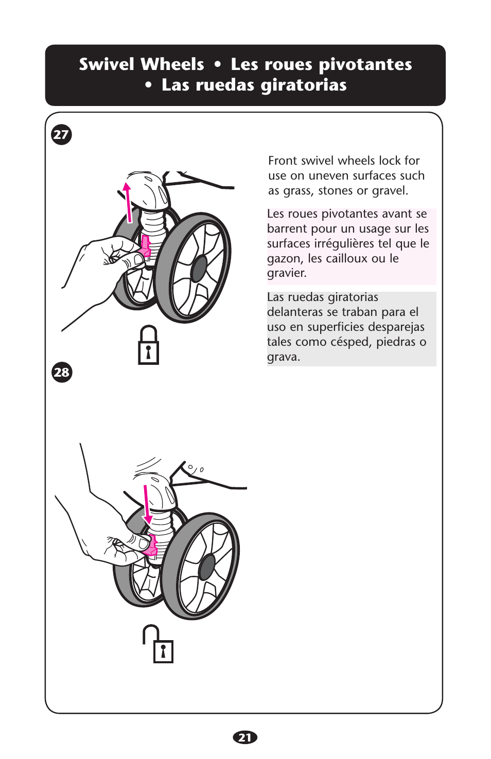 3wivel s | Graco Stylus 1759703 User Manual | Page 21 / 124