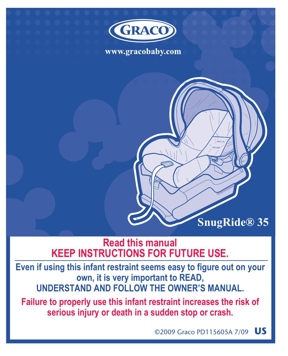 Snugride® 35, Read this manual keep instructions for future use | Graco Stylus 1759703 User Manual | Page 37 / 124