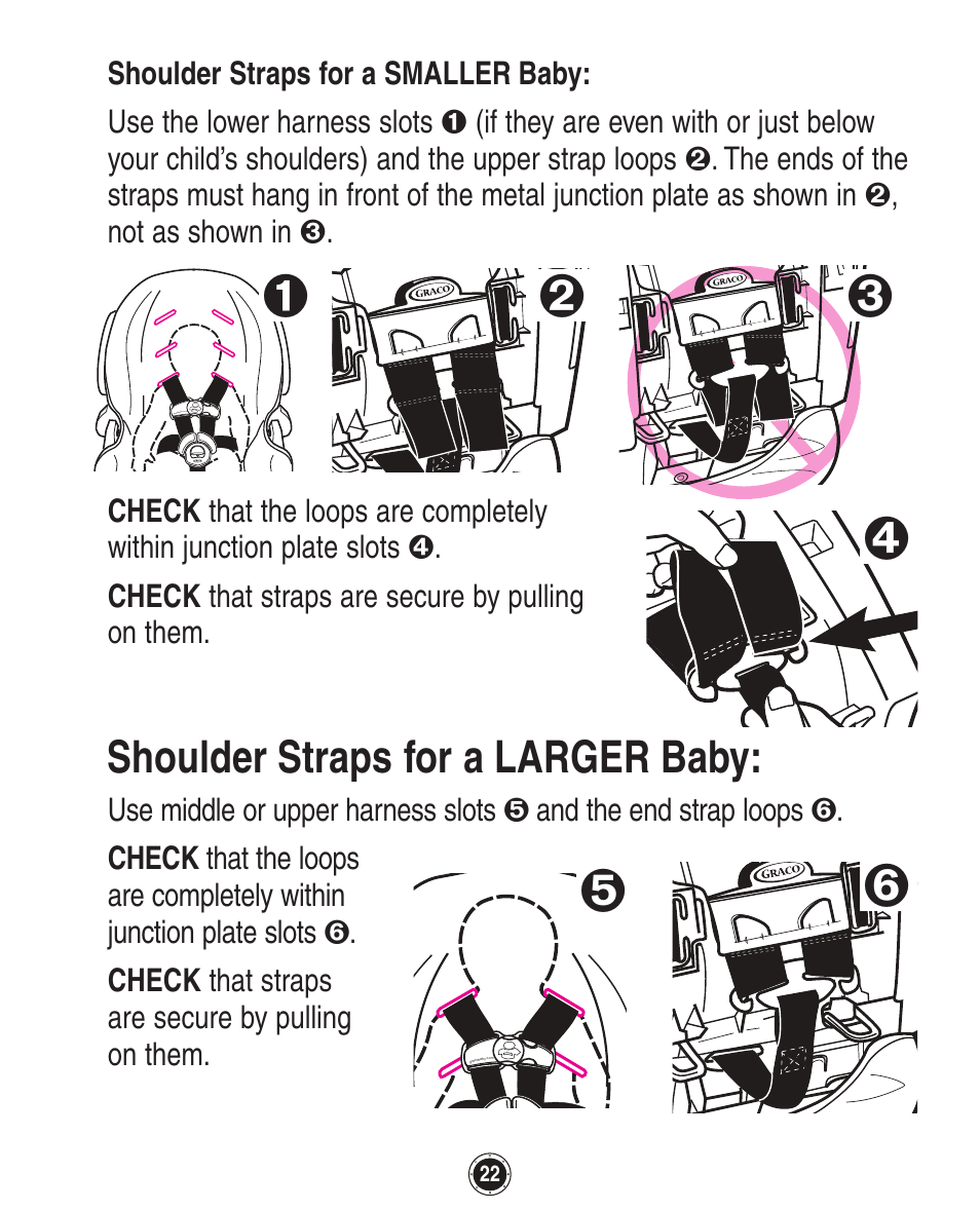 Shoulder straps for a larger baby | Graco Stylus 1759703 User Manual | Page 58 / 124