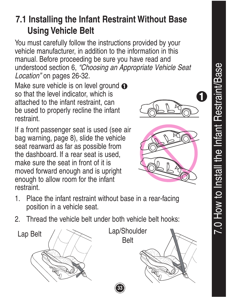 0 ho w to install the inf ant restr aint/base | Graco Stylus 1759703 User Manual | Page 69 / 124