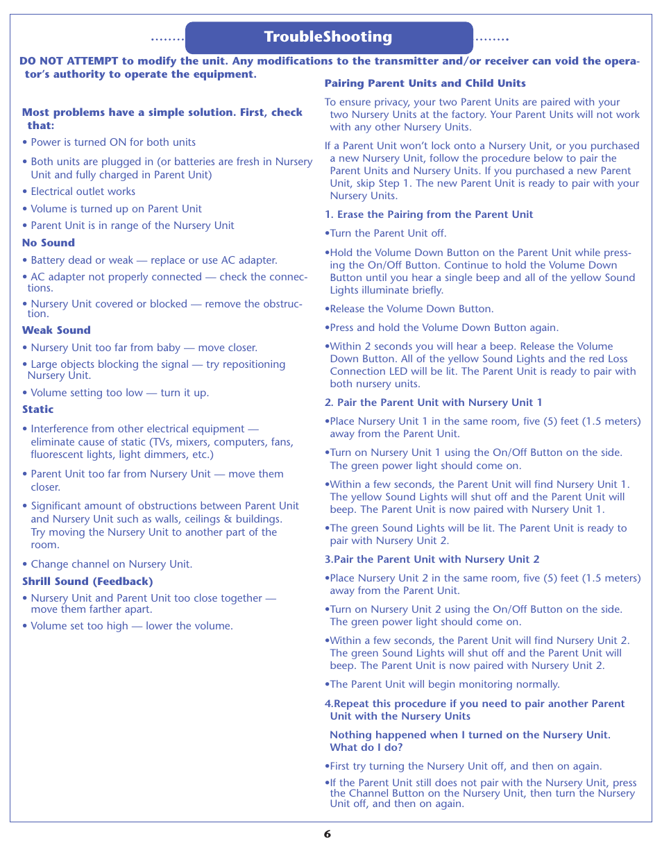 Troubleshooting | Graco 2794 User Manual | Page 6 / 12