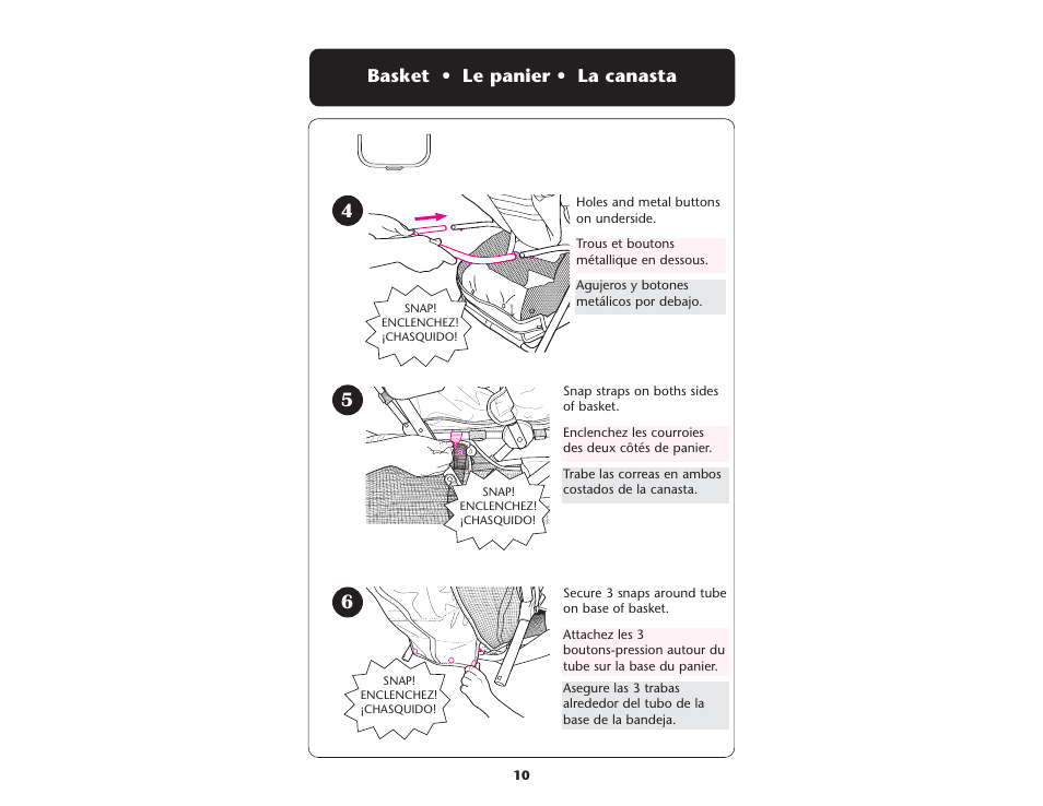 Basket • le panier • la canasta | Graco ISPA109AC User Manual | Page 10 / 125