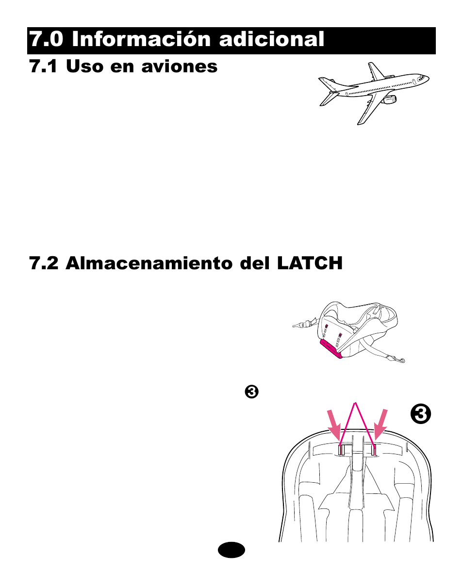 0 información adicional, 1 uso en aviones, 2 almacenamiento del latch | Graco ISPA109AC User Manual | Page 121 / 125