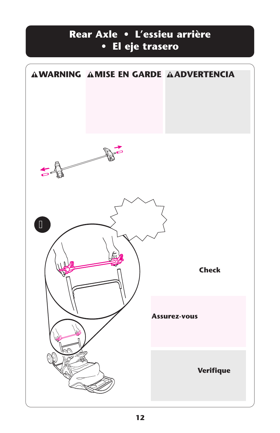 Rear axle • l’essieu arrière • el eje trasero | Graco AlanoTM User Manual | Page 12 / 112