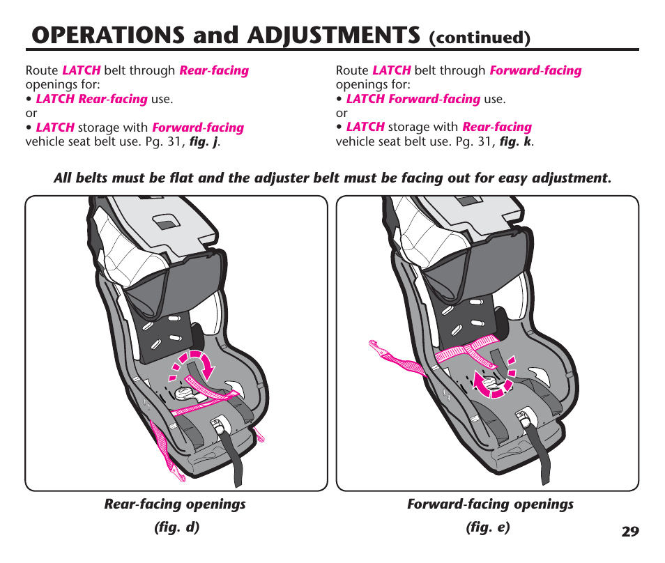 Operations and adjustments, Continued) | Graco ComfortSport PD106974A User Manual | Page 29 / 96