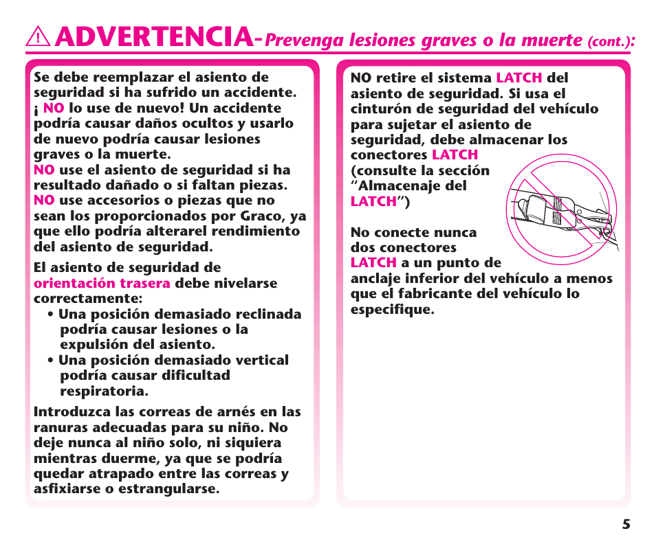 Advertencia, Prevenga lesiones graves o la muerte | Graco ComfortSport PD106974A User Manual | Page 53 / 96