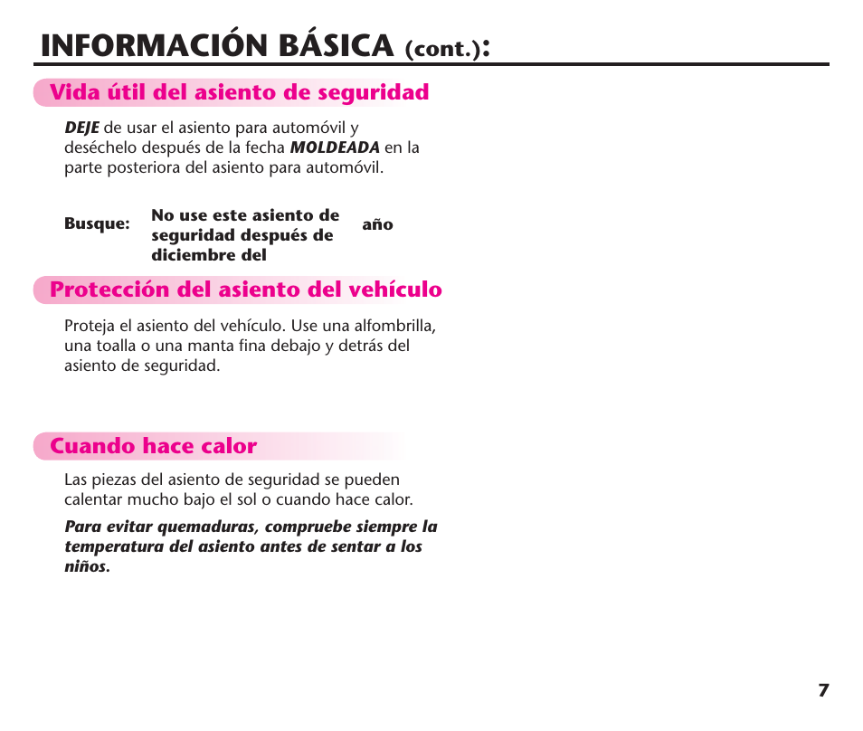 Información básica | Graco ComfortSport PD106974A User Manual | Page 55 / 96