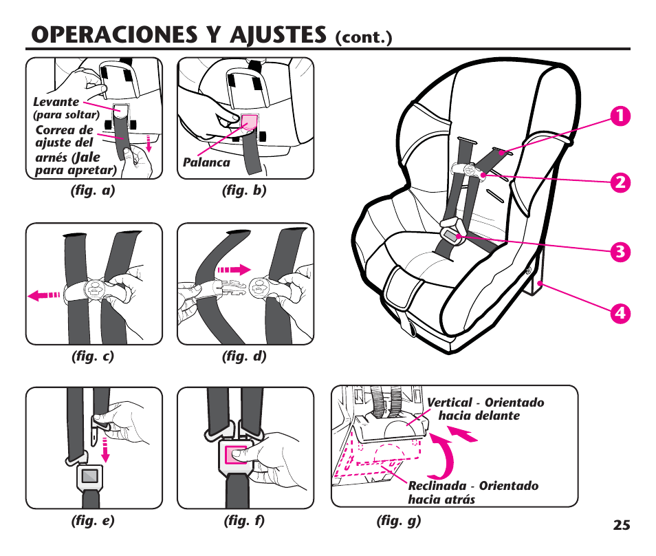 Operaciones y ajustes | Graco ComfortSport PD106974A User Manual | Page 73 / 96