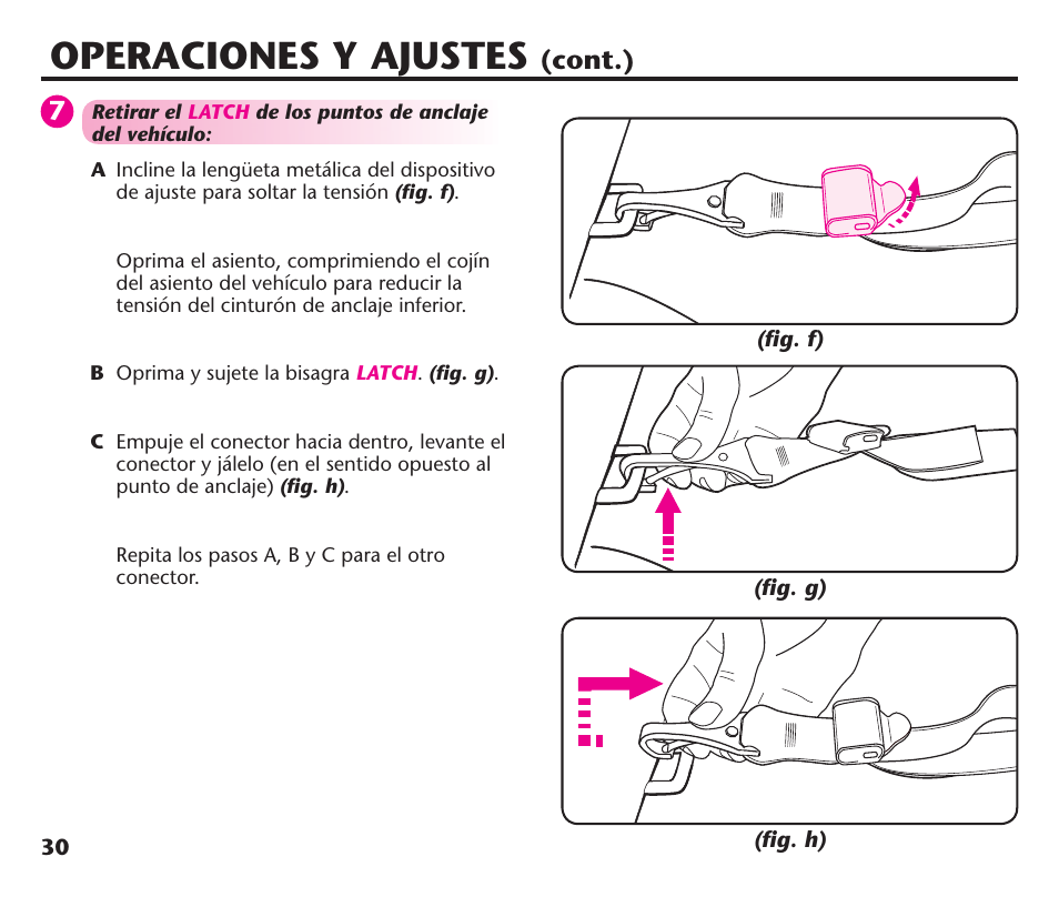 Operaciones y ajustes, Cont.) | Graco ComfortSport PD106974A User Manual | Page 78 / 96