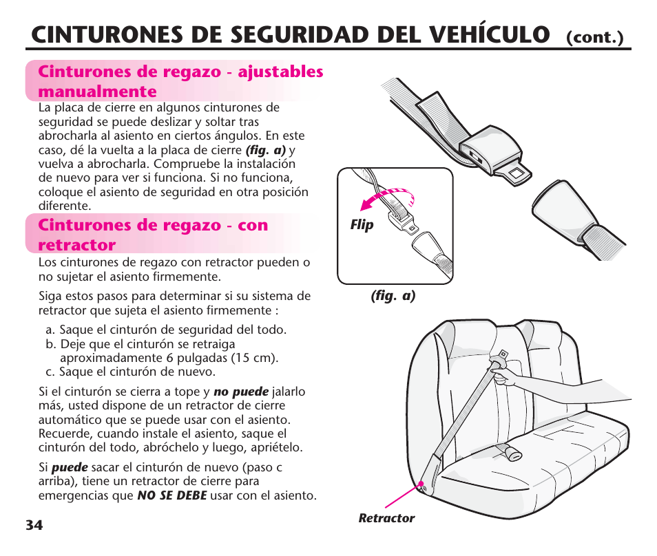 Cinturones de seguridad del vehículo | Graco ComfortSport PD106974A User Manual | Page 82 / 96