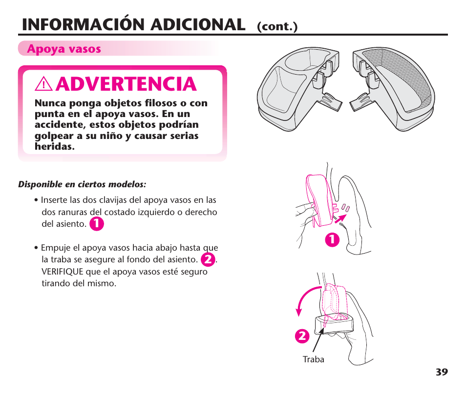 Advertencia, Información adicional | Graco ComfortSport PD106974A User Manual | Page 87 / 96