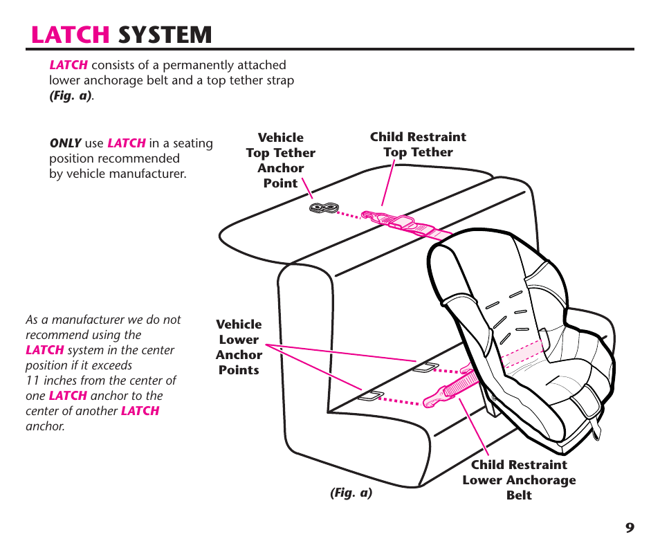 Latch system | Graco ComfortSport PD106974A User Manual | Page 9 / 96