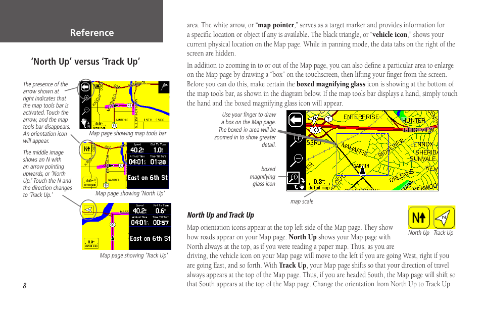 Reference, North up’ versus ‘track up | Garmin StreetPilot 2650 User Manual | Page 18 / 95