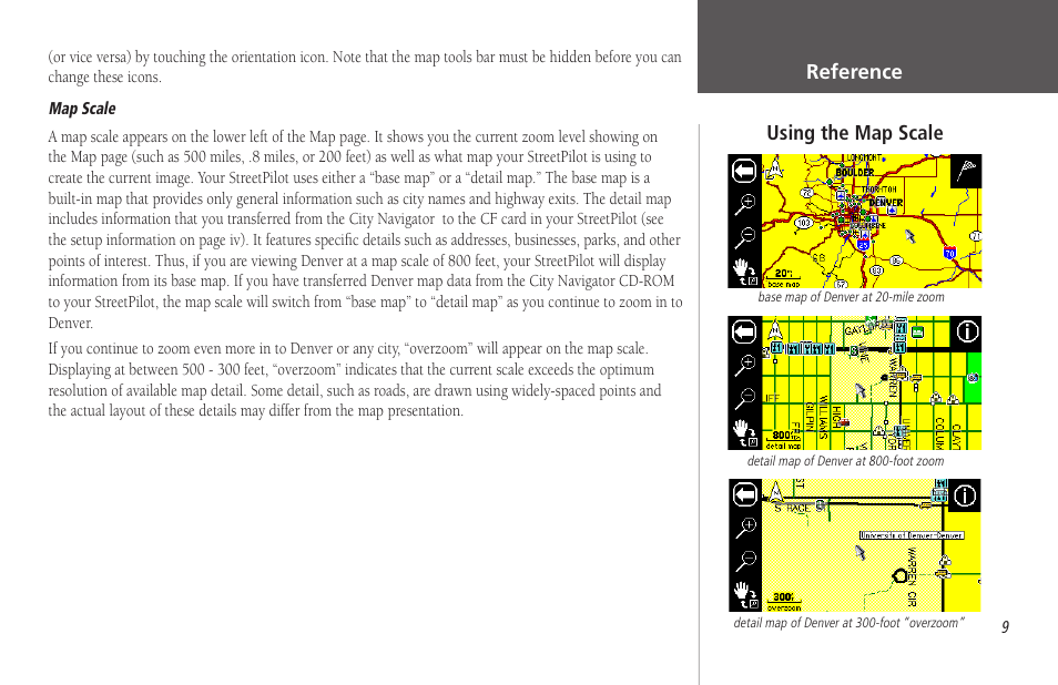 Reference, Using the map scale | Garmin StreetPilot 2650 User Manual | Page 19 / 95